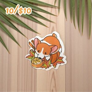 Corgi & Pumpkin Spice Latte Fall Sticker – 2” Cute Autumn Dog Decal